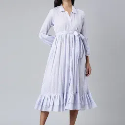 showoffff SHOWOFF Blue & White Striped Wrap Dress-picture-23
