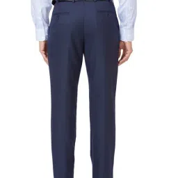 Park Avenue Medium Blue Regular Fit Self Pattern Trousers image 2