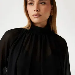 Guess Jet Black Audrine Bow Blous Ultralight Regular Fit Woven Top image 3