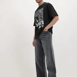 The Roadster Life Co. Printed Drop-Shoulder Sleeves Pure Cotton Relaxed Fit T-shirt image 4