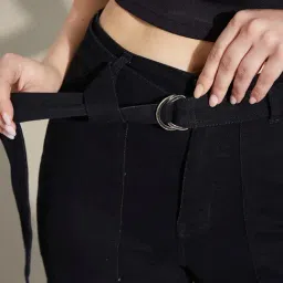 Life With Pockets Blue Solid Regular Fit Skirts-image-8