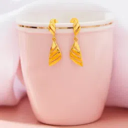 P.N.Gadgil Jewellers 18K Sunlit Fronds Drops & Dangler Gold Earring for Kids-picture-42