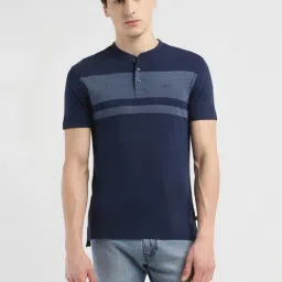 Levi's Blue Slim Fit Colour Block Henley T-Shirt-picture-14