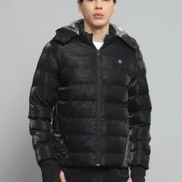 Cloak & Decker by Monte Carlo Black Regular Fit Quilted Hooded Jacket-image-44