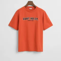 Gant Boys Orange Cotton Printed T-Shirt-image-21