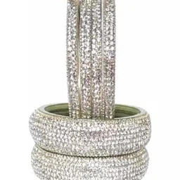 SHRASHTI Silver Glass Artificial Stones & Beads Bangle-picture-35