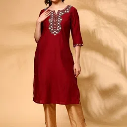 Anouk Women Floral Embroidered Thread Work Kurta-image-37