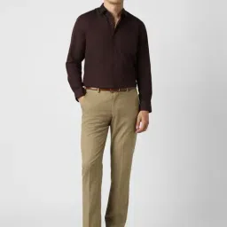 Peter England Brown Cotton Regular Fit Striped Shirt image 5