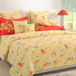 Swayam White Cotton Floral Double Bed Sheets 2 Pillow Covers-picture-49