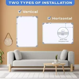 EDUWAY 61x91 cm (2x3 Ft.) Melamine Non-Magnetic Kunj Double-Sided Board with Marker & Duster Combo White & Green image 3