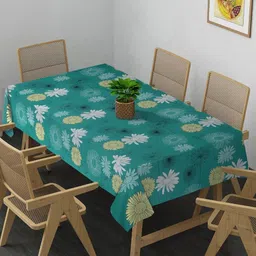 Arrabi Green & White Floral Printed8-Seater Table Cover image 1