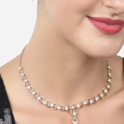 Zaveri Pearls Rose Gold Dazzling Cubic Zirconia Bling Necklace & Earring Set-ZPFK15217-picture-47
