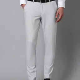 Louis Philippe Sport Light Grey Slim Fit Checks Trousers-picture-15