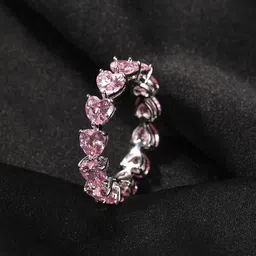 Designs & You Silver-Plated Cubic Zirconia-Studded Adjustable Finger Ring-picture-26