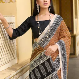 Saree mall Paisley Block Print Sarees image 3