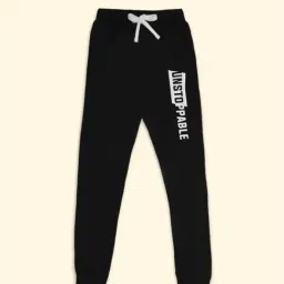 Pantaloons Junior Black Cotton Printed Trackpants-image-97