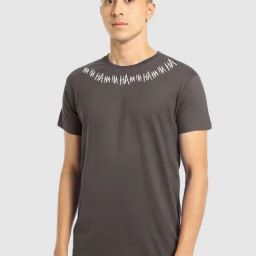 Bewakoof Dark Grey Regular Fit Graphic Print Crew T-Shirt-picture-5