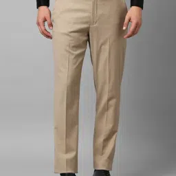 Louis Philippe Permapress Beige Slim Fit Trousers-picture-21