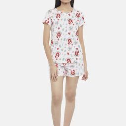 Dreamz by Pantaloons White & Blue Cotton Graphic Print T-Shirt Shorts Set-picture-33