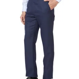 Park Avenue Medium Blue Regular Fit Self Pattern Trousers image 3
