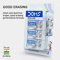 Doms White Rubber Extra Long Dust Free Eraser, 8208 (Pack of 3 Pcs) image 3