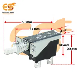 Electronic Spices KDC-A04 250V 10A 2 Pin Metal Body Panel Mount Plastic Handle Push Switch(Pack of 5) image 4