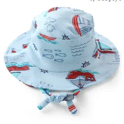 Babyoye 100% Cotton  with Eco Jiva Finish   Ocean Print Cap- Blue-picture-19