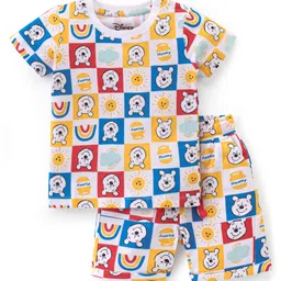 Babyhug Disney 100% Cotton Knit Single Jersey Half Sleeve Night Suit With Winnie The Pooh Print - Multicolour-picture-32