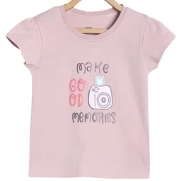 MINI KLUB Cotton Half Sleeves Make Good Memories Text Printed Top - Mauve-picture-14