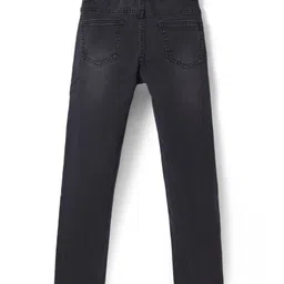 Pine Kids Woven Full Length Solid Washed Denim Jeans - Black image 2