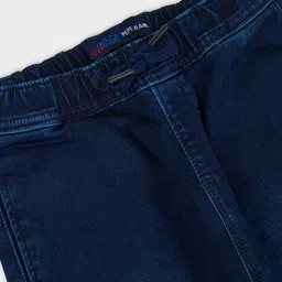 Pepe Jeans Knit Full Length Solid Colour Mid Raise Jogger Fit Jeans With Draw Cord - Navy Blue image 3