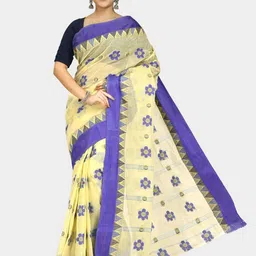 Crochetin Woven Design Pure Cotton Ready to Wear Taant Saree-image-4