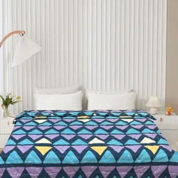 Aura Blue & Purple Geometric Microfiber AC Room 300 GSM Double Bed Comforter-image-55