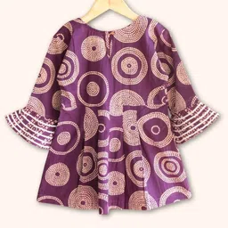 Peekaaboo Kids Cambric Three Fourth Sleeves Ethnic Motif Printed Kurta & Pant Set - Purple image 5