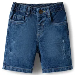 Babyhug Cotton Woven Half Sleeves Shirt & Denim Shorts Set with Sea Life Print - Blue & White image 4