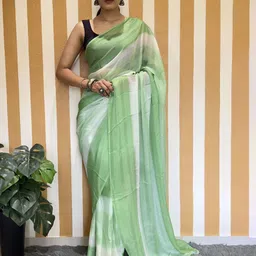 Rangtulika Ethnics Striped Poly Georgette Ready to Wear Saree-image-36