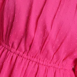 Pine Kids Full Sleeves Self Structure Solid Peplum Style Top - Fuchsia image 5