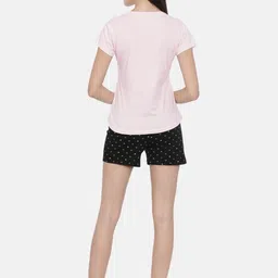 Curare Women Pink & Black Printed Night Suit image 5