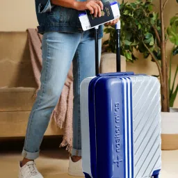 Nasher Miles Blue & Silver Vegas Color Block Small Hard Sided Cabin Trolley image 4