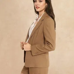 RAREISM Khaki Polyester Solid Long Sleeves Blazer image 4