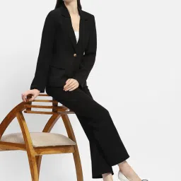 MADAME Black Regular Fit Blazer image 4