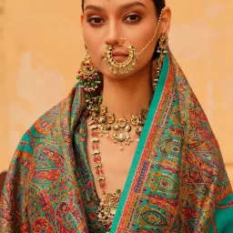Elora Green Pashmina Saree image 4
