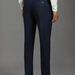 Louis Philippe Navy Slim Fit Checks Trousers image 2