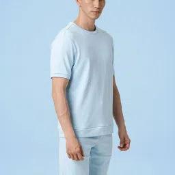 Rare Rabbit Blue Regular Fit Solid T-Shirt image 4