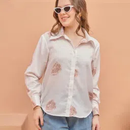 Pasha India Frosty White Floral Over Sized Shirt-picture-32