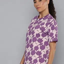 Puma BLOSSOM Floral Printed Drop-Shoulder Sleeves Pure Cotton T-shirt image 3