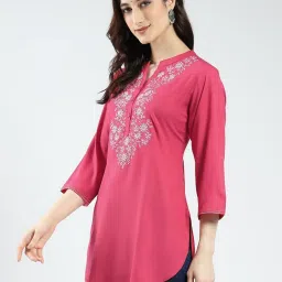 Monte Carlo Pink Viscose Embroidered Kurti image 4