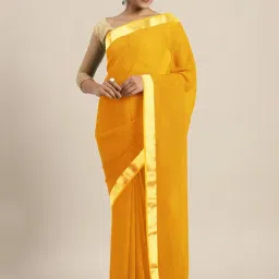 LADUSAA Yellow Saree With Unstitched Blouse-picture-23