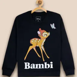 Kidsville Girls Black Printed Sweatshirt-image-0