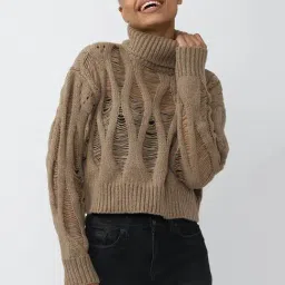 Forever 21 Brown Textured Sweater-image-52